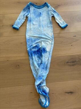Little sleepies blue water color baby gown